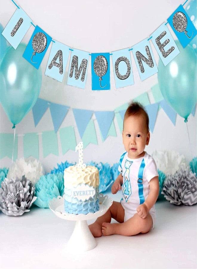 Infispace® First Birthday Bunting Banner for Party Decoration (Blue) - Image 1